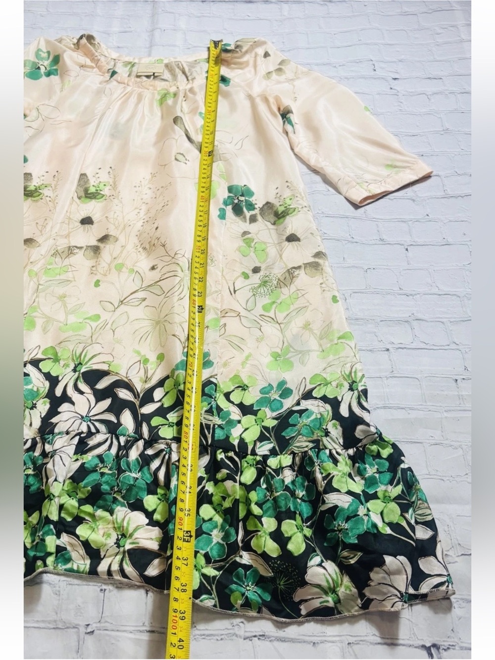Anthropologie Vanessa Virginia Size S Rainforest 100% SILK Dress Green Floral - Picture 10 of 12